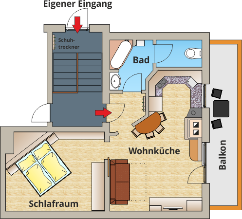 Skizze Appartement Stoderblick